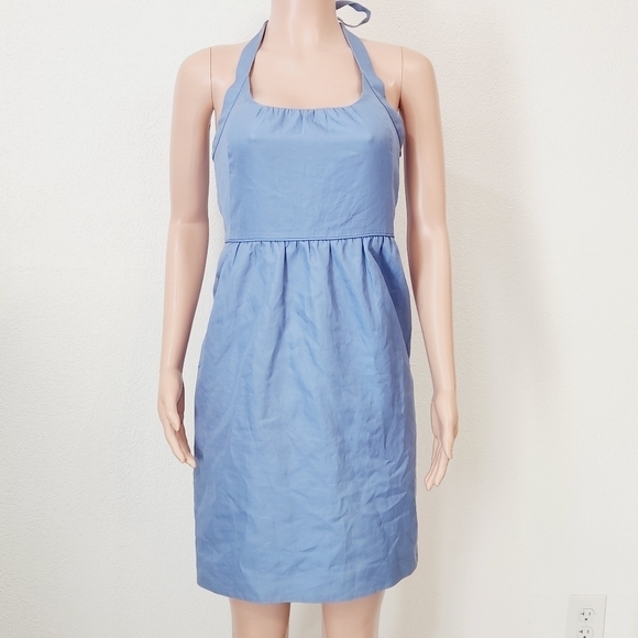 J CREW Light Blue MADELEINE Halter Sundress Dress With Pockets! - Picture 1 of 12